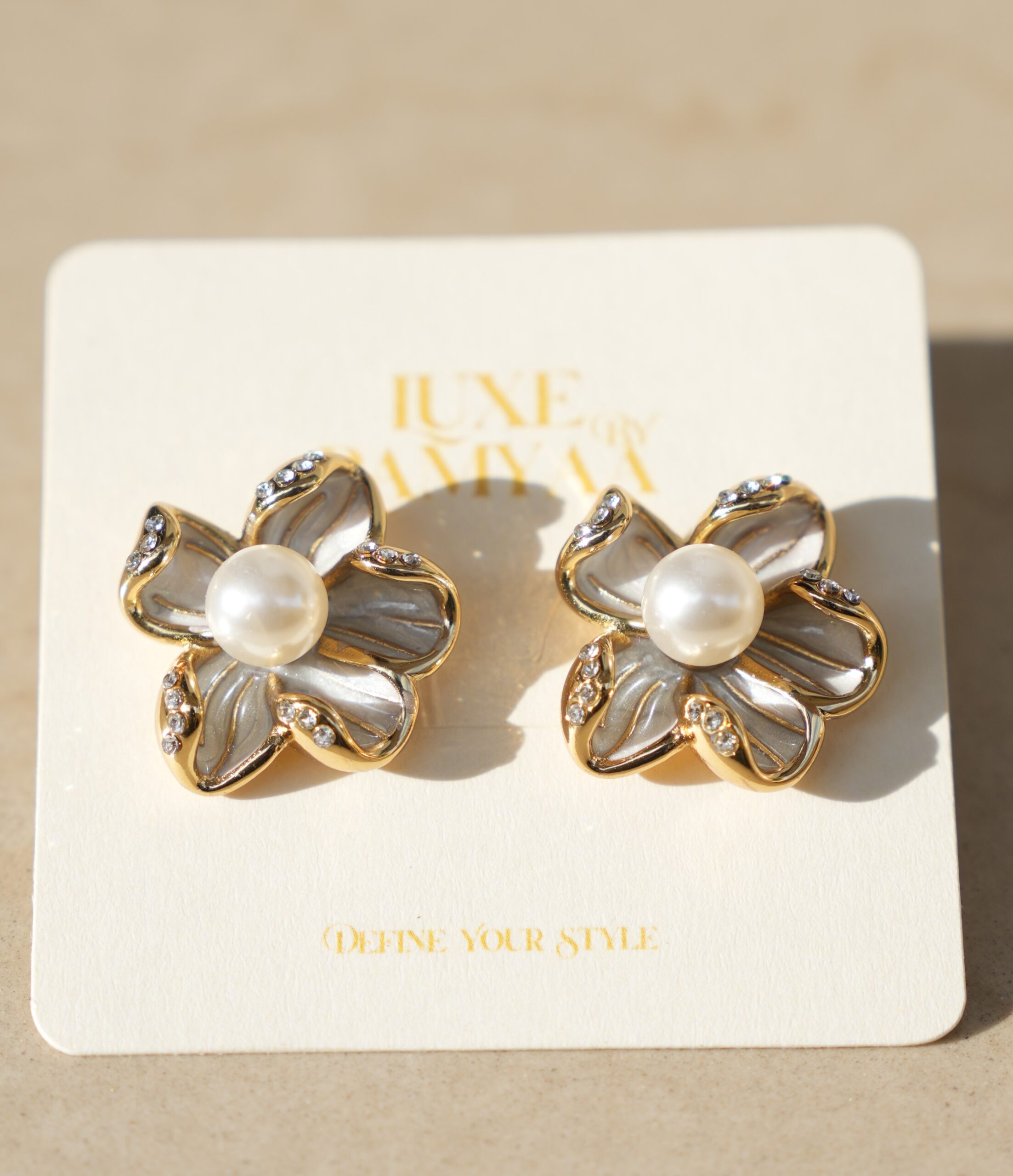 Pearl & Enamel Floral Studs