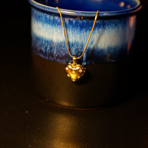 Pave Accented Puffed Heart Necklace