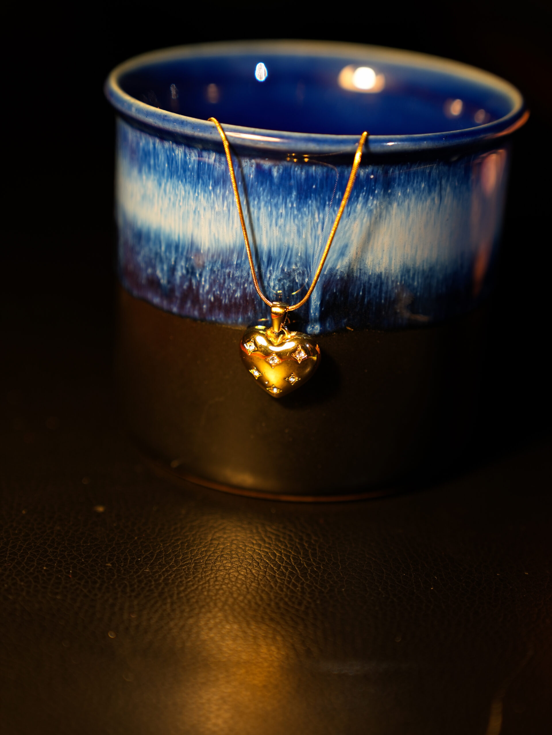 Pave Accented Puffed Heart Necklace