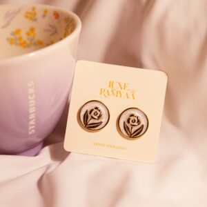 Luxe Rose Stud Earring (White)