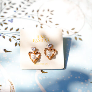 Amour & Pearl Statement Studs (Rose Gold)