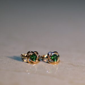 Emerald Bloom Huggie Earrings – Classic Green Elegance