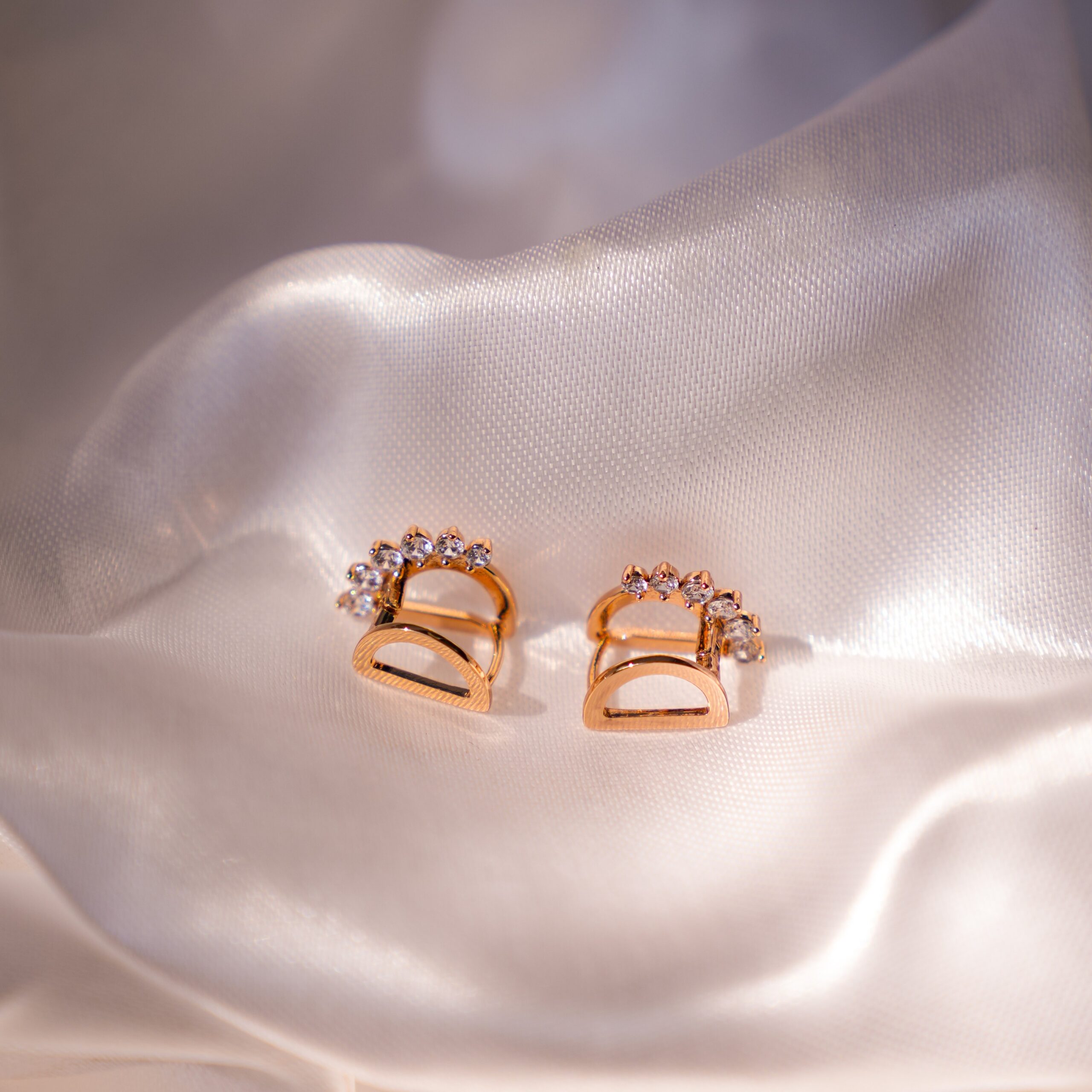Modern Glam Crystal Ear Climber Studs - Image 3