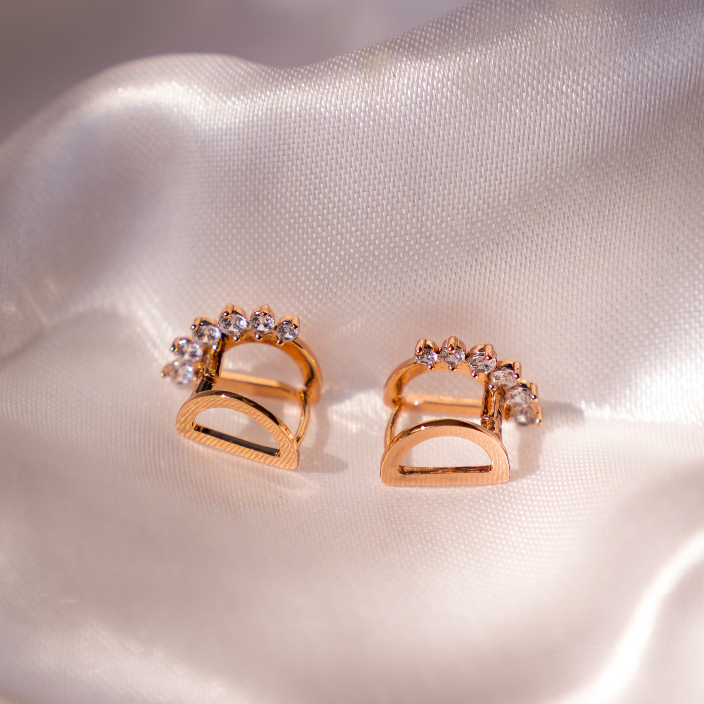 Modern Glam Crystal Ear Climber Studs