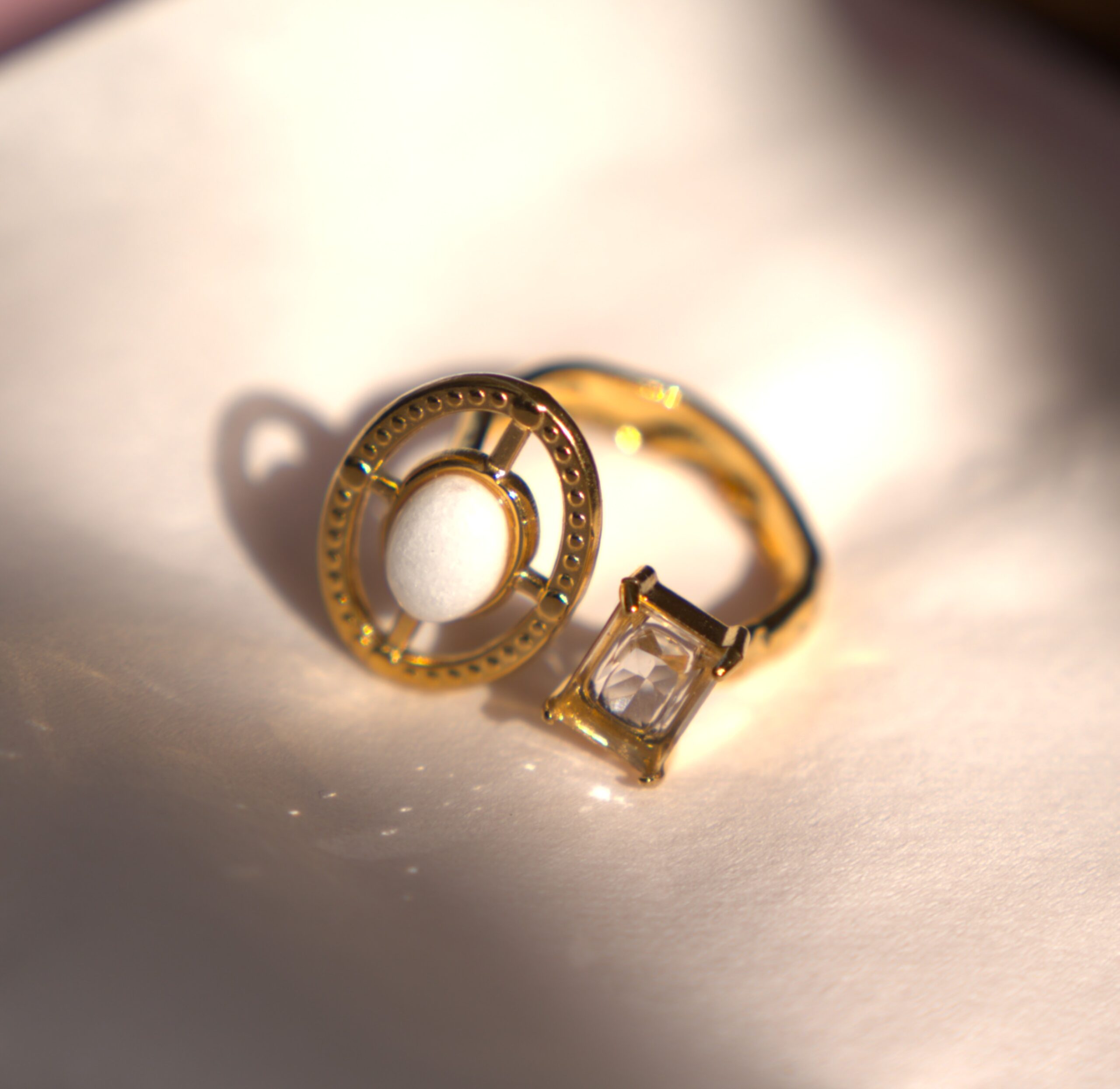 Celestial Duo Gold Ring (White)