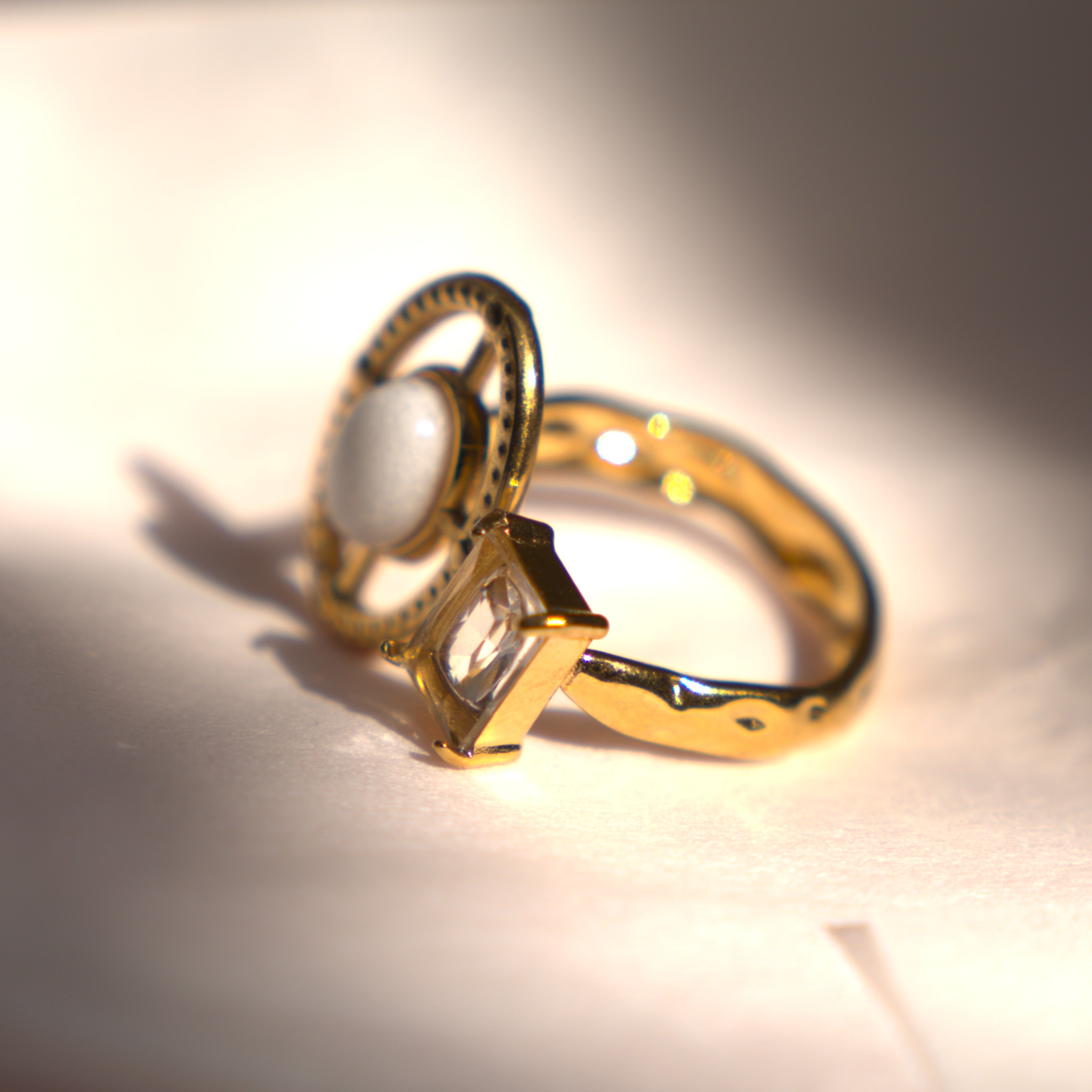 Celestial Duo Gold Ring (White) - Image 2