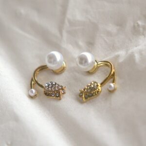 Golden Flora Pearl Stud Earrings