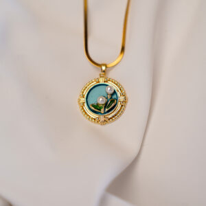 Azure Lily Medallion Pendant (Green)
