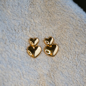 Bold Love Drop Earrings – High-Shine Golden Hearts