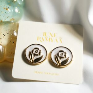 White Rose Earrings